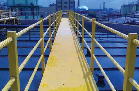 FRP handrail walkway at industrial plant
