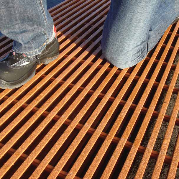 FRP grating close-up in use
