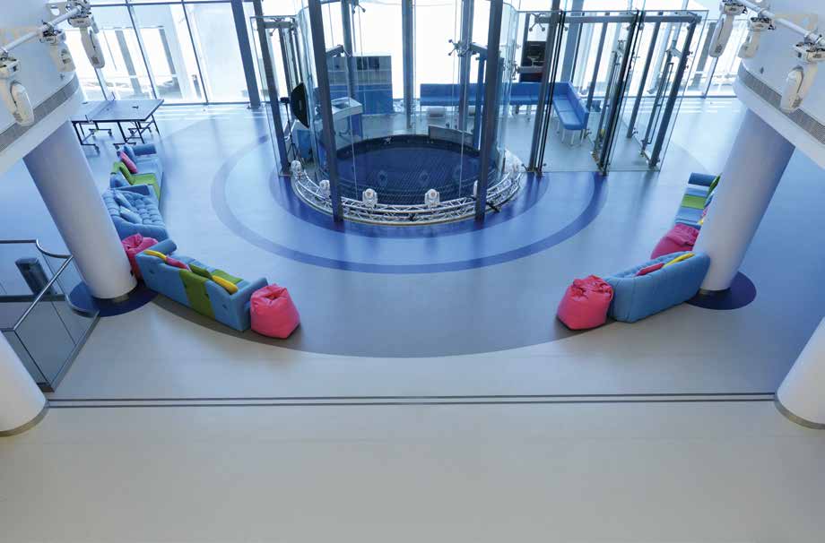Modern commercial atrium with designer flooring