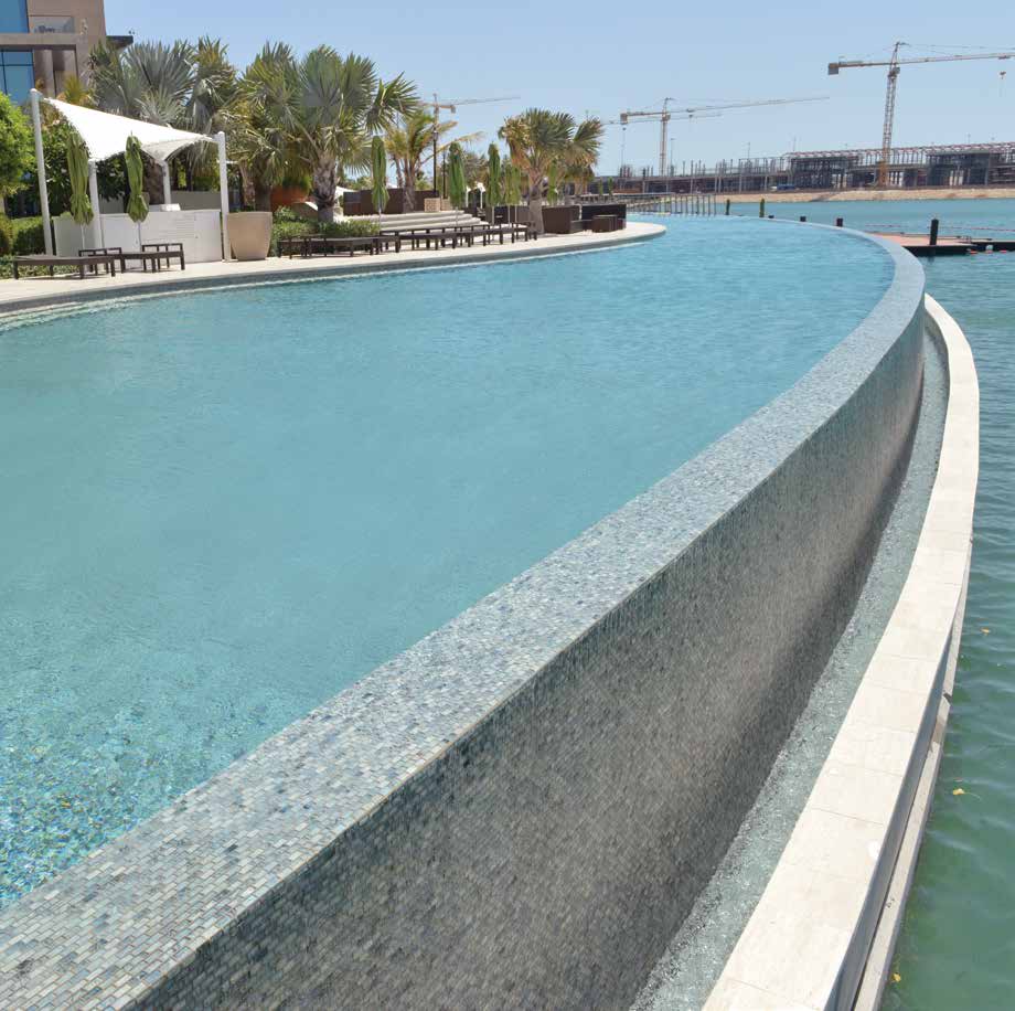 Infinity pool with mosaic tiles