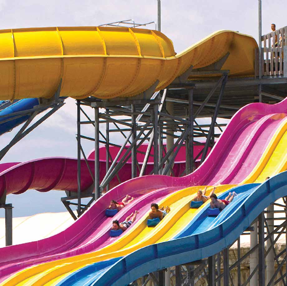 Colourful water park slides