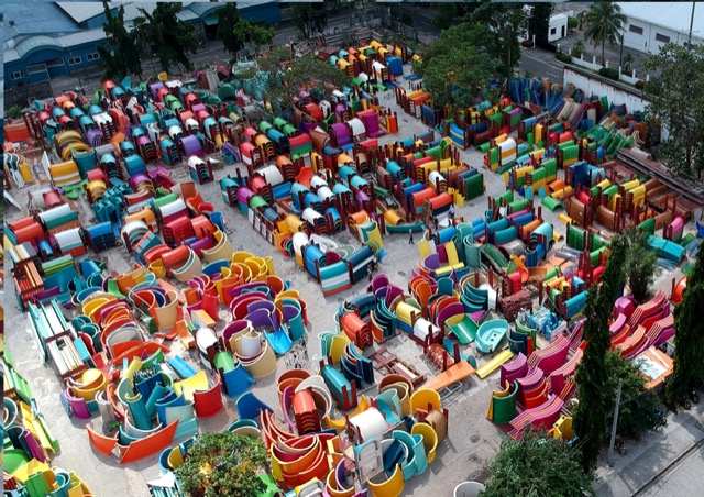 Aerial view of mould yard