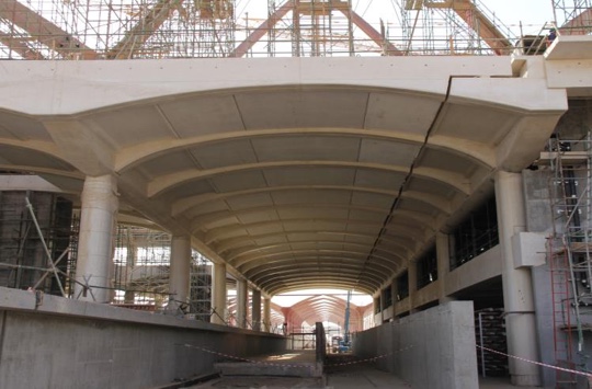 Formwork installation on construction site