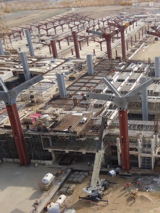 Waffle formwork and rebar construction